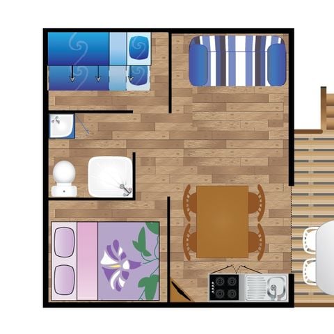 TIENDA DE LONA Y MADERA 4 personas - IGUELDO Lodge 4 plazas