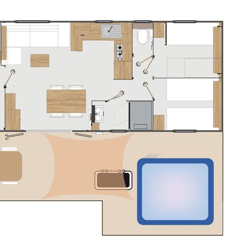 MOBILHOME 6 personas - JARA DE LUJO (con SPA y ropa de cama incluida)