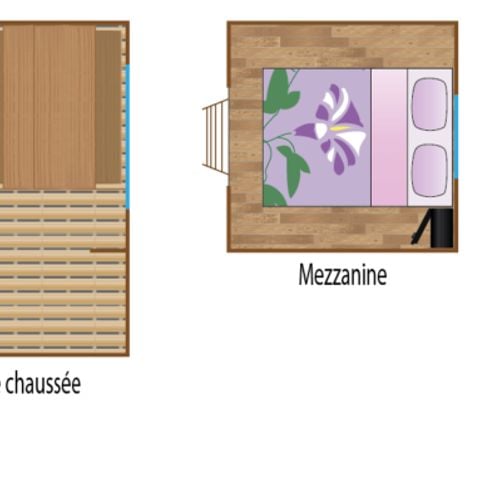 TIENDA DE LONA Y MADERA 2 personas - Albergue LAINA CONFORT (sobre pilotes) bloque sanitario privado en la parcela (ducha-wc y lavabo exterior)