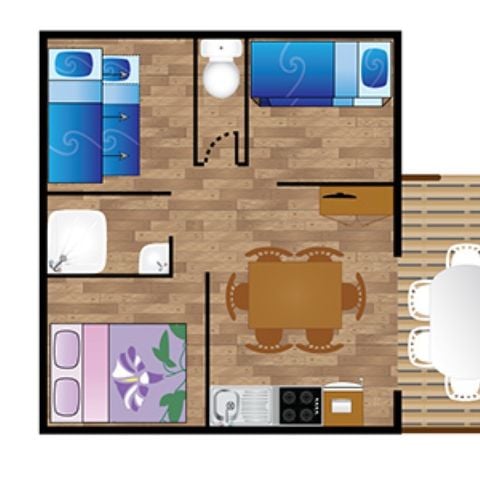 Tente en toile et en bois 6 personnes - Lodge URCHILO 6 personnes