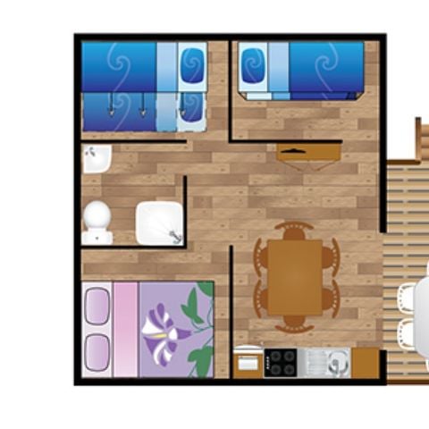 Tente en toile et en bois 6 personnes - Lodge ULIA 6 personnes
