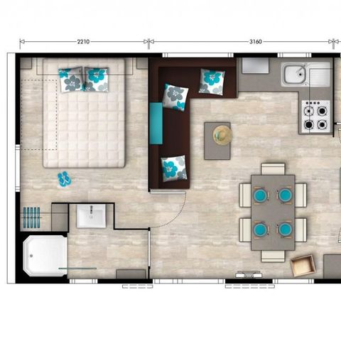 MOBILHOME 8 personas - CASA MÓVIL NIRVANA 2 - 3 dormitorios 32 M² con terraza cubierta