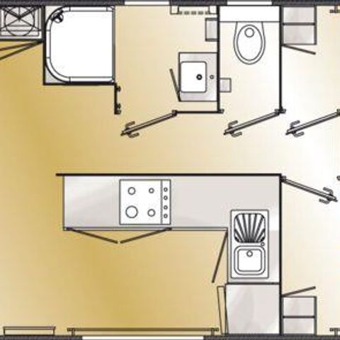 Mobilheim 6 personen - MOBILE HOME CARAIBES 3 Schlafzimmer 40m² mit halb überdachter Terrasse