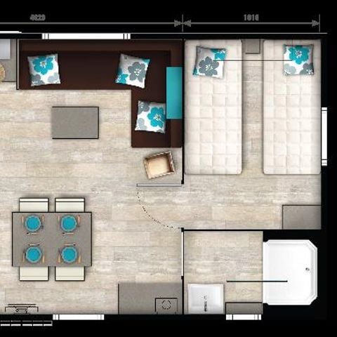 Mobilheim 4 personen - MOBILE - HOME - NIRVANA 31 M² mit überdachter Terrasse