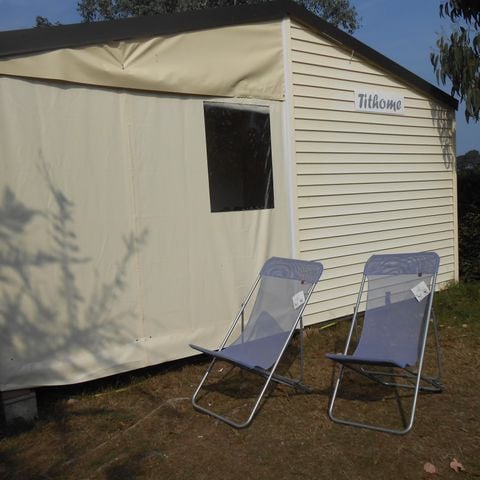 Tente en toile et en bois 5 personnes - TITHOME 25m² 2 chambres - PAS DE WC ET SALLE DE BAIN