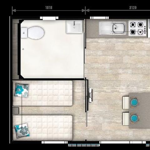 Mobilhome 4 personas - CASA - MÓVIL - PRM - IBIZA 31 m² con terraza de madera descubierta