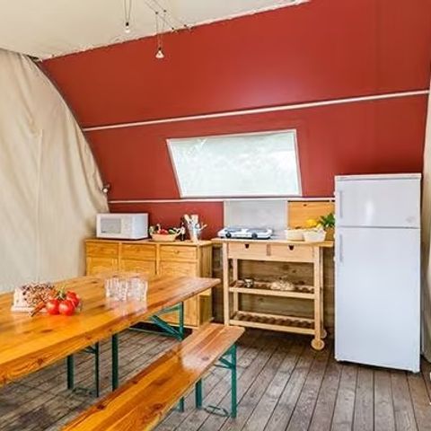 Bungalow toilé 8 personnes - Explorer | 4 Ch. | 6/8 Pers. | Terrasse surélevée non couverte | Sans SDB
