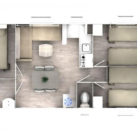 MOBILE HOME 6 people - COQUELICOT 3 bedrooms with air conditioning and TV