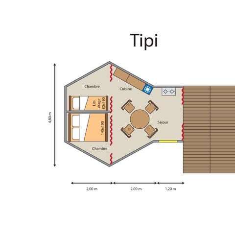 HÉBERGEMENT INSOLITE 2 personnes - TIPI 2 chambres sans sanitaire