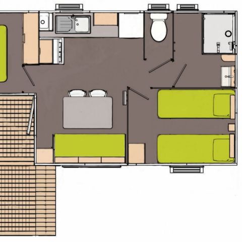 MOBILHOME 4 personas - Casa móvil clásica de 2 dormitorios con capacidad para 4 personas los sábados