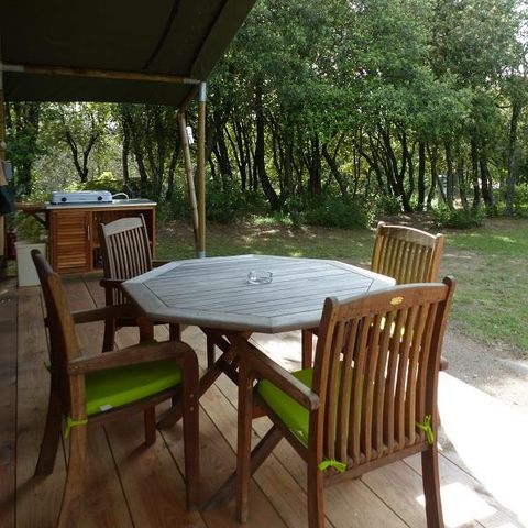 Bungalowzelt 5 personen - Lodge Safari Standard 25m² 2 Zimmer - Terrasse, inmitten der Natur (ohne Sanitäranlagen) 2/5 Pers.