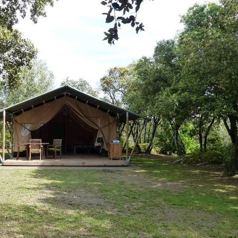 Glamping tent 5 persons - Lodge Safari Standard 25m² 2 bedrooms - terrace, in the heart of nature (no sanitary facilities) 2/5 pers