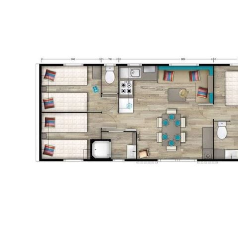 Stacaravan 7 personen - UITMUNTENDHEID + 2 BADKAMERS