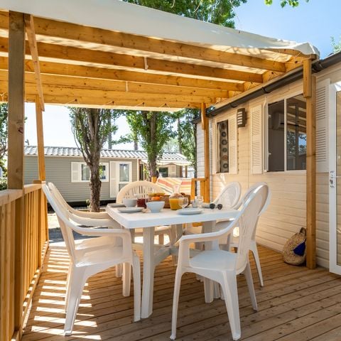 Mobilheim 4 personen - Comfort | 2 Schlafz. | 4 Pers. | Erhöhte Terrasse | Klimaanlage