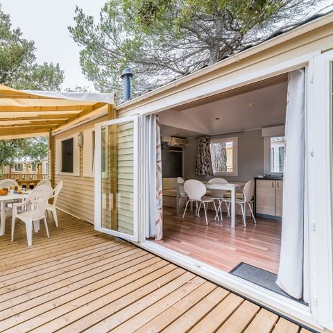 MOBILE HOME 6 people - | Comfort XL | 3 Bedrooms | 6 Pers. | Raised terrace | Air conditioning