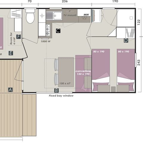 MOBILHOME 6 personas - Mobil home | Confort | 2 Dormitorios | 4/6 Personas | Terraza individual | Aire acondicionado | TV