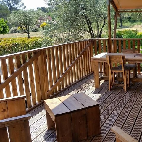 TENTE TOILE ET BOIS 4 personnes - HUTTE - 2 chambres avec salle de bains