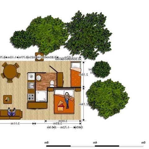 Tent 5 persons - LODGE Comfort - 35m² – - 2 bedrooms - 15m² covered terrace - Bathroom facilities