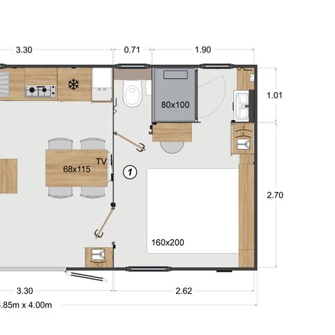 MOBILHOME 4 personas - Renosu 4pers 2 dormitorios - 2 baños, 32m², 3 dormitorios - 1 baño