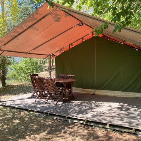 Zelt 5 Personen - Zelt Safari Acacia Standard 23m² (ohne Sanitäranlagen) - 2 Zimmer + überdachte Terrasse 12m² 5 pers.