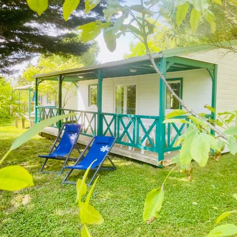 CHALET 6 personas - Douglas Confort 32m2 climatizado - 2 habitaciones + 15m2 terraza cubierta 5/6 personas