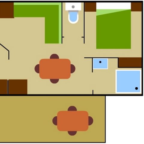 STACARAVAN 5 personen - Comfort bungalow 31m² - Airconditioning - TV