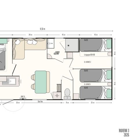 Stacaravan 6 personen - NIEUW - Stacaravan Ciela Confort - 3 slaapkamers
