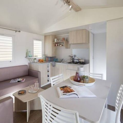 Mobilheim 6 Personen - Comfort | 3 Zi. | 6 Pers. | Erhöhte Terrasse | 1 Bad | Klimaanlage