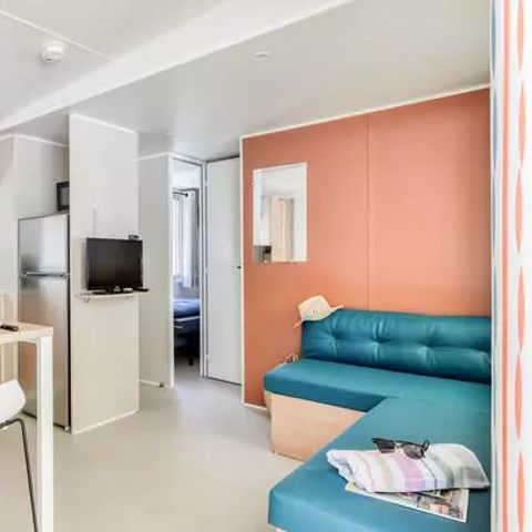 Mobilheim 6 Personen -  Premium | 3 Schlafz. | 6 Pers. | Erhöhte Terrasse | Klimaanlage | TV