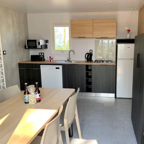 Mobilheim 4 personen - PREMIUM 34m² - (4pers) 2 Zimmer + 2 Bäder + LV + TV + Barbecue + Terrasse
