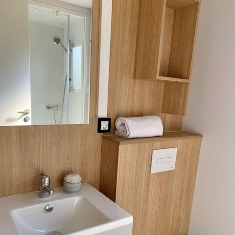 Mobilheim 6 personen - PREMIUM 40m² - (6pers) 3 CH + 2 Bäder + 2 WC+ TV +LV + BBQ + Terrasse