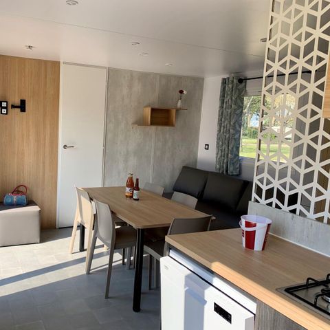 Mobilheim 6 personen - PREMIUM 40m² - (6pers) 3 CH + 2 Bäder + 2 WC+ TV +LV + BBQ + Terrasse