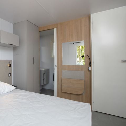 Mobilheim 2 personen - PREMIUM 23m² - 1 Schlafraum - getrenntes Bad/WC - Geschirrspülmaschine - Terrasse - TV