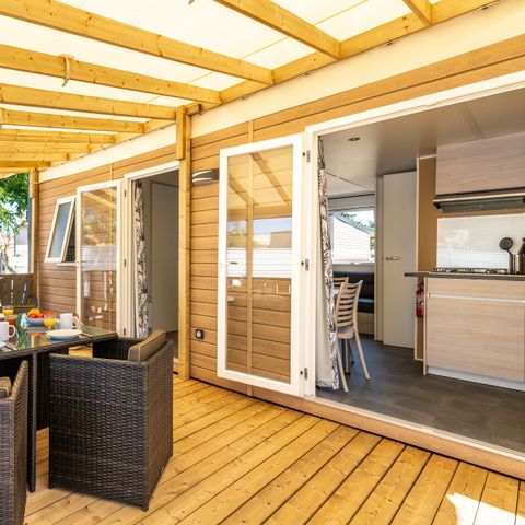 MOBILHOME 6 personas - Premium | 2 Dormitorios | 4/6 Pers. | Terraza elevada | Aire acondicionado.
