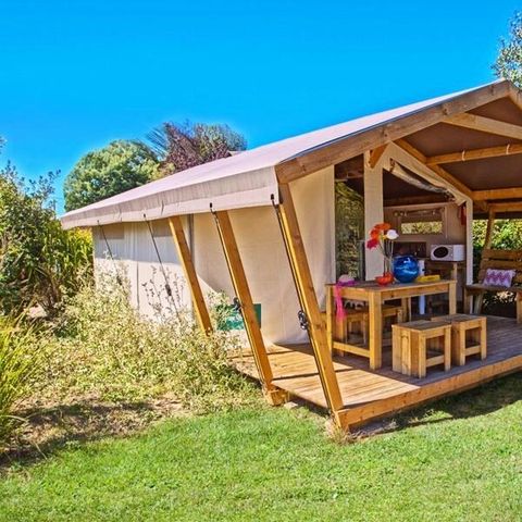 TIENDA DE LONA Y MADERA 5 personas - Confort Safari