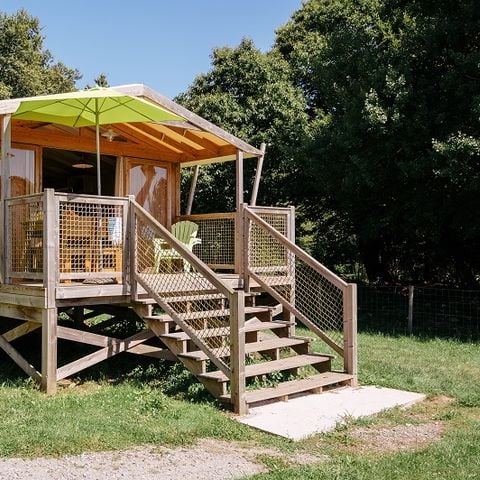 Tente en toile et en bois 5 personnes - Cabane Lodge Premium - 2 chambres