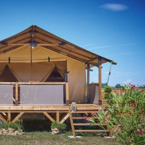 Tenda in tela e legno 5 persone - Ecolodge Bali 3 Camere senza servizi igienici e senza fornitura d'acqua