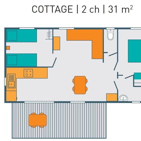 Mobile home 6 persons - COTTAGE PREMIUM - Les Genêts | 4-6 pers.