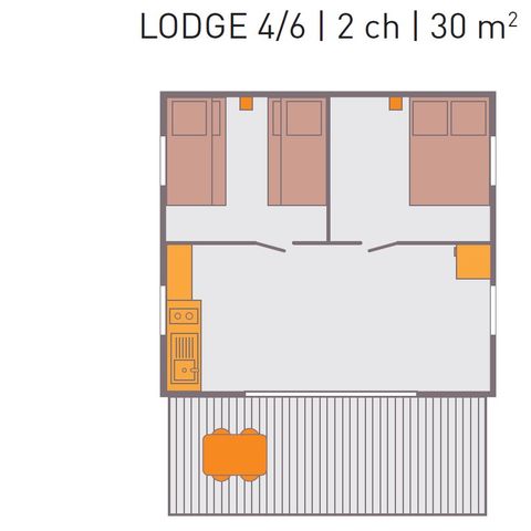 Tienda de lona y madera 6 personas - TENTE LODGE Victoria | 6 pers. 2 Bdrms.