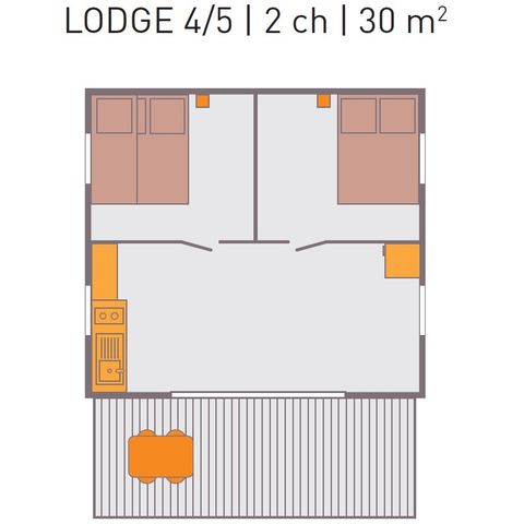 CANVAS AND WOOD TENT 5 people - Victoria Lodge for 5 people – Canvas & Wood – 30 m² – 2 bedrooms