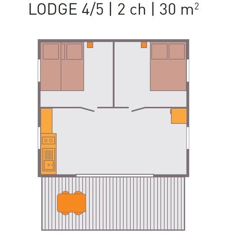 TENDA IN TELA E LEGNO 5 persone - Lodge Victoria per 5 persone – Tela e legno – 30 m² – 2 camere da letto