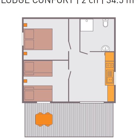 Tente en toile et en bois 6 personnes - LODGE CONFORT Kenya | 6 pers. 2 ch.