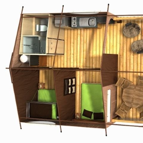 Tente en toile et en bois 5 personnes - LODGE CONFORT Victoria | 5 pers. 2 ch.