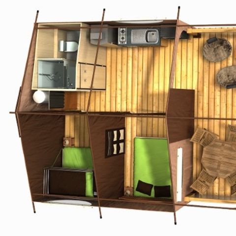 TIENDA DE LONA Y MADERA 5 personas - LODGE CONFORT Victoria | 5 pers. 2 bdrms.
