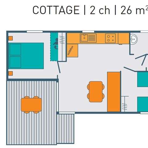 Mobile home 4 persons - COTTAGE PREMIUM 4 people 2 Bedrooms