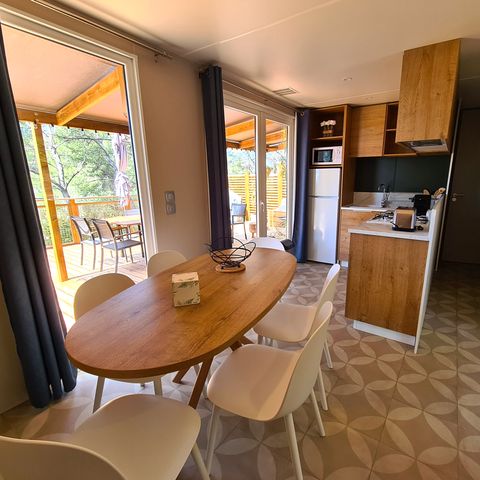 Mobilheim 10 Personen - NEW 2024 Cottage Gartenseite Jacuzzi (6/8P) PRESTIGE 3CH. 2SDB + TIPI 2 Schlafplätze