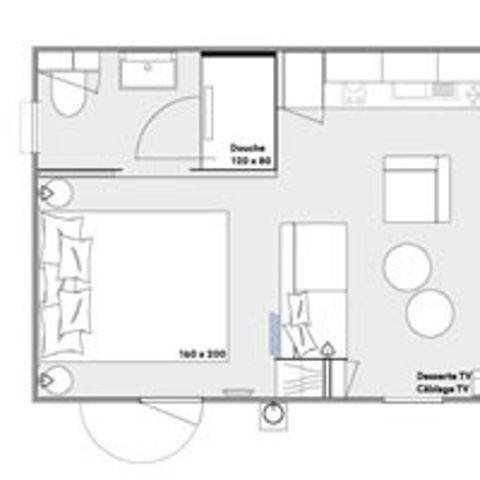 Mobilheim 2 Personen - Mobil Home Ty Latz Lac 2 Zimmer 2 Personen + TV