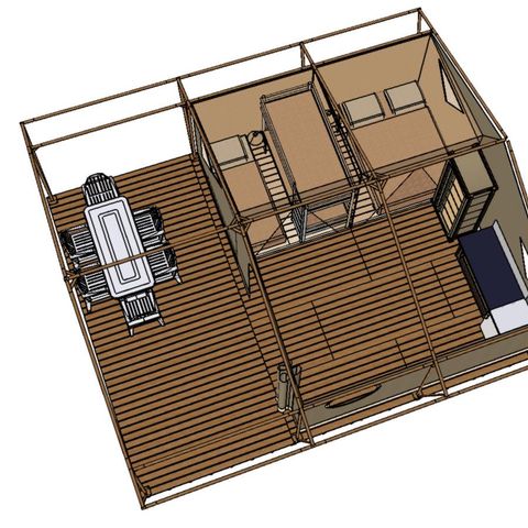 Bungalowzelt 5 personen - Zeltbungalow Kanada / Lodge - überdachte Terrasse