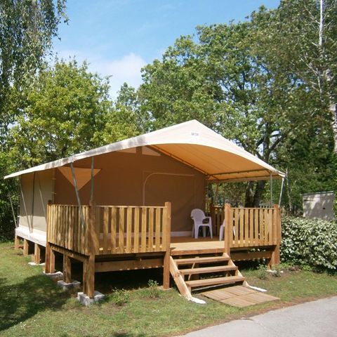 Bungalowzelt 5 personen - Zeltbungalow Kanada / Lodge - überdachte Terrasse