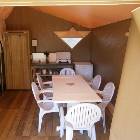 Bungalowzelt 5 personen - Zeltbungalow Kanada / Lodge - überdachte Terrasse